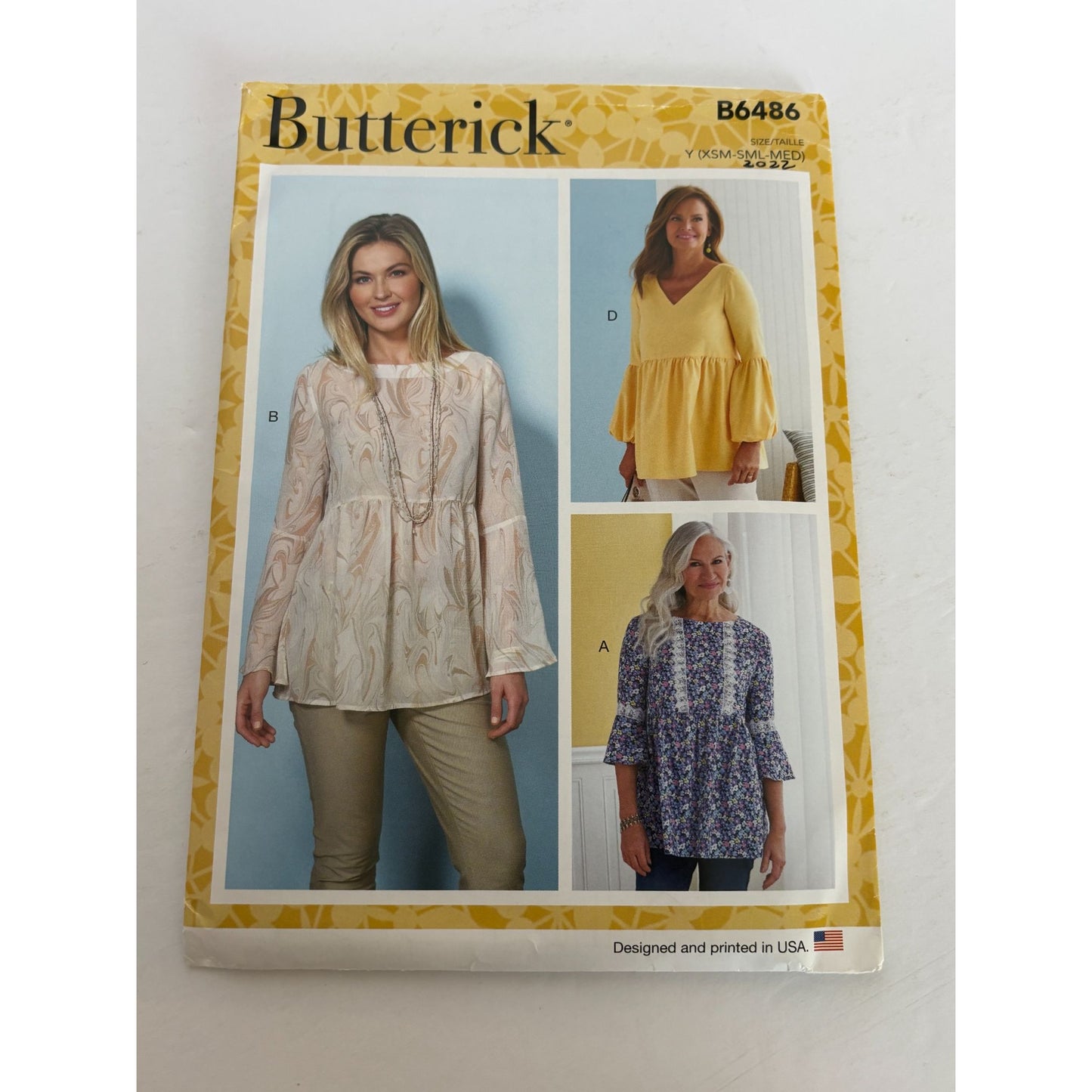 Butterick Sewing Pattern B6486 Tunic Top Peplum Shirt Blouse Bell Sleeve UC 4-14