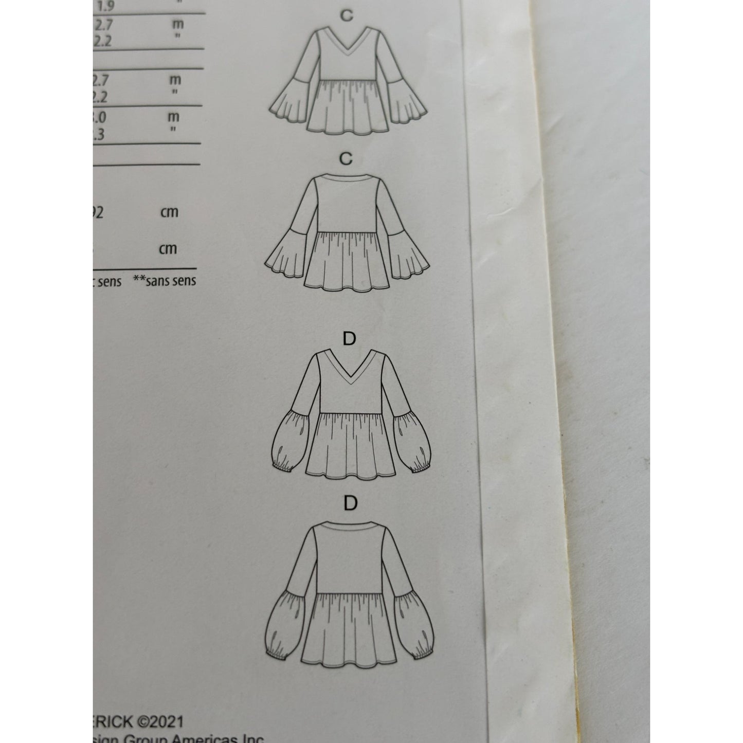 Butterick Sewing Pattern B6486 Tunic Top Peplum Shirt Blouse Bell Sleeve UC 4-14