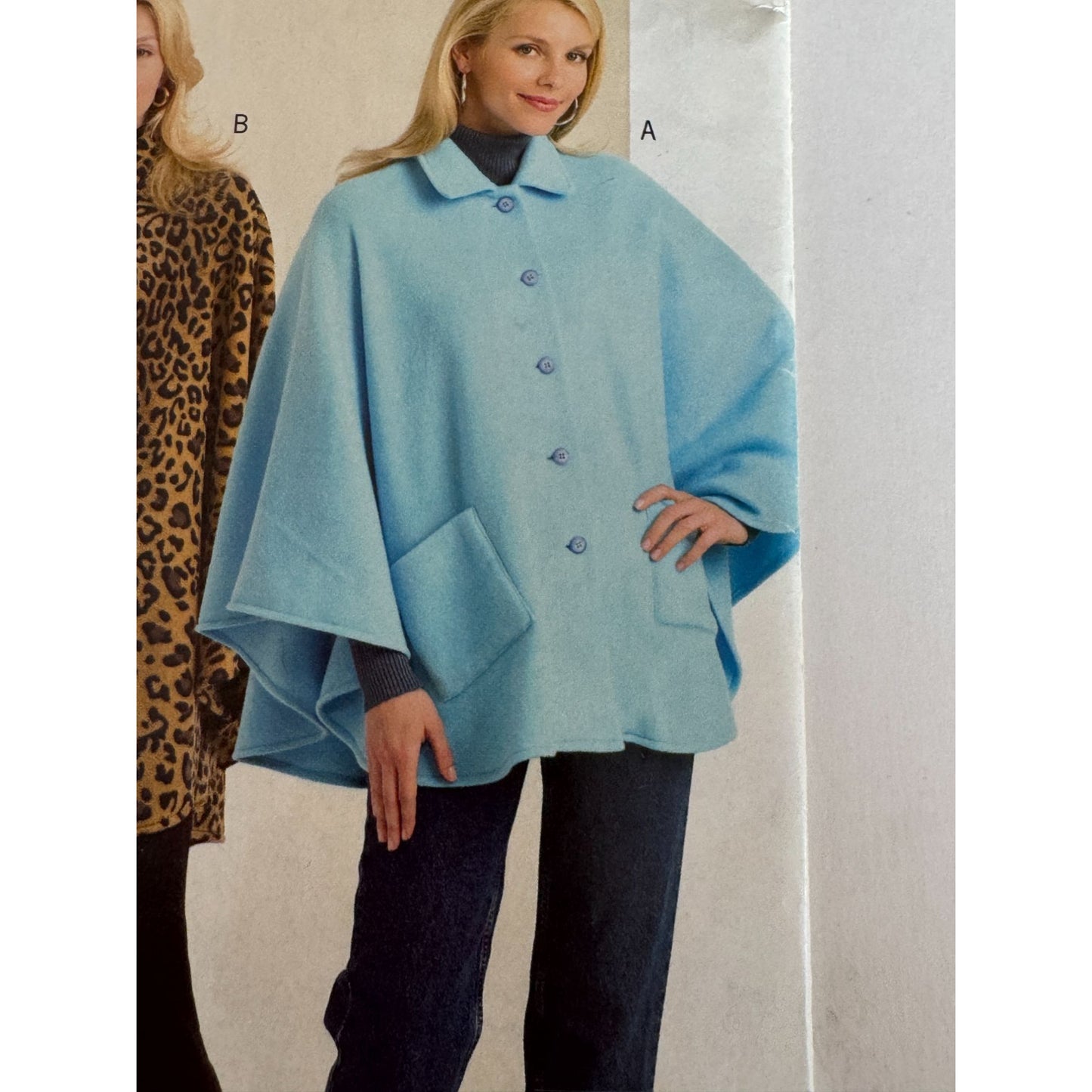 Butterick B4834 Poncho Sewing Pattern Uncut Cape Fleece Jacket Easy L XL 16-22