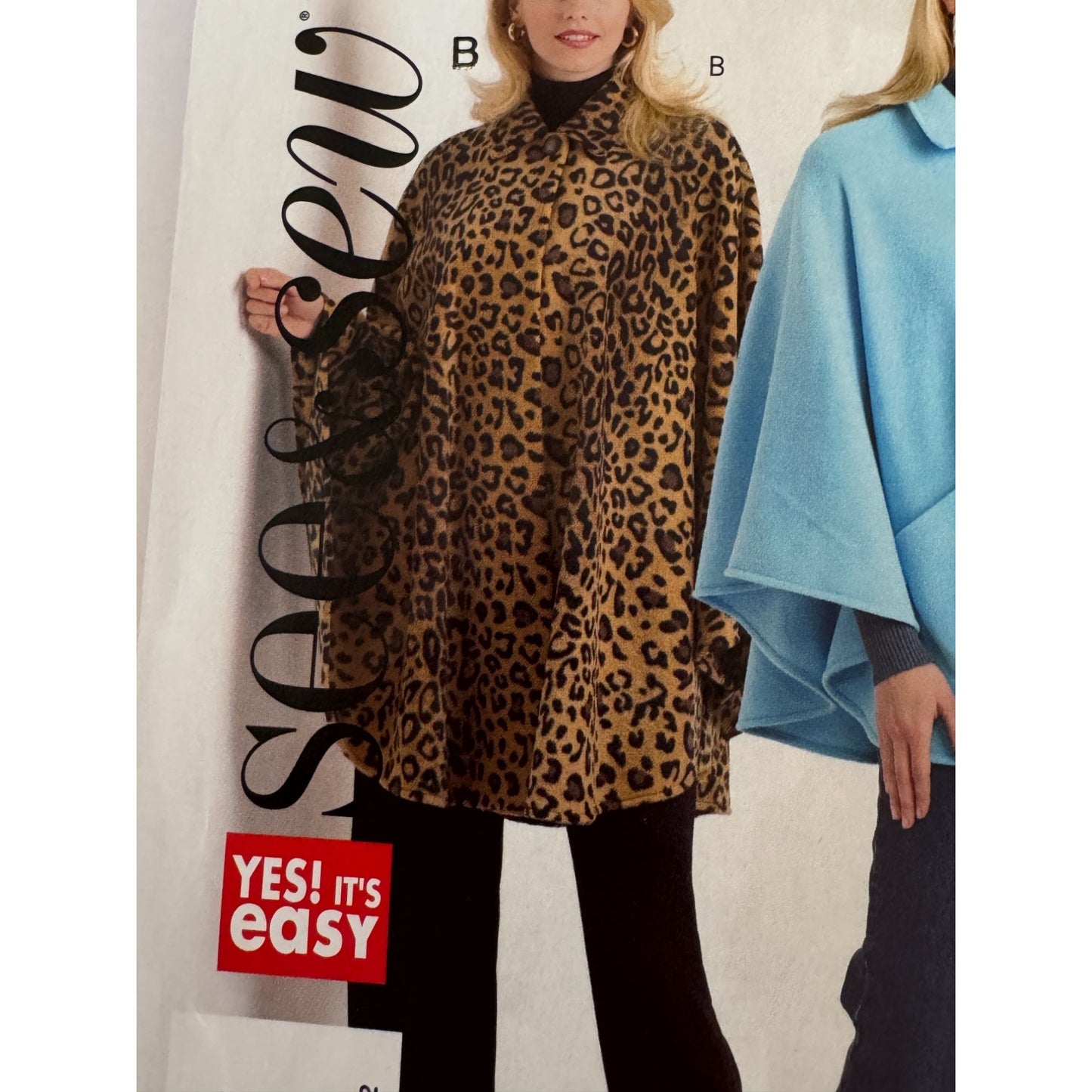 Butterick B4834 Poncho Sewing Pattern Uncut Cape Fleece Jacket Easy L XL 16-22