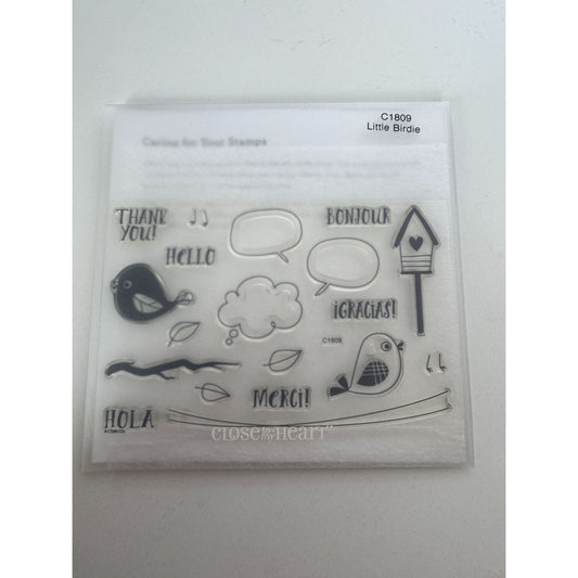 CTMH Acrylic Stamp Set Little Birdie Bird Thank You Hello Thought Bubble C1809