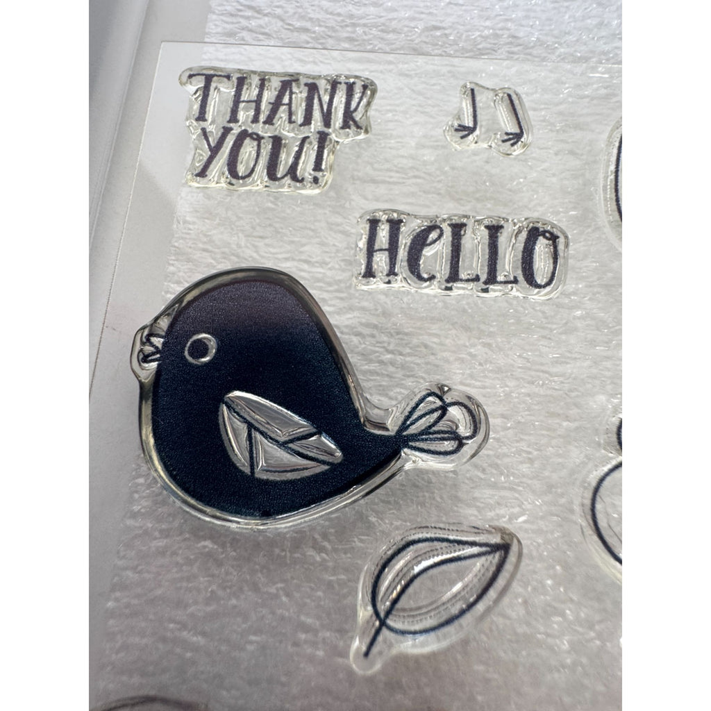 CTMH Acrylic Stamp Set Little Birdie Bird Thank You Hello Thought Bubble C1809