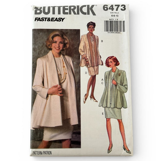 Butterick Sewing Pattern 6473 Quiet Luxury Jacket Dress 90s Soft Tailored Set 6-10 Uncut