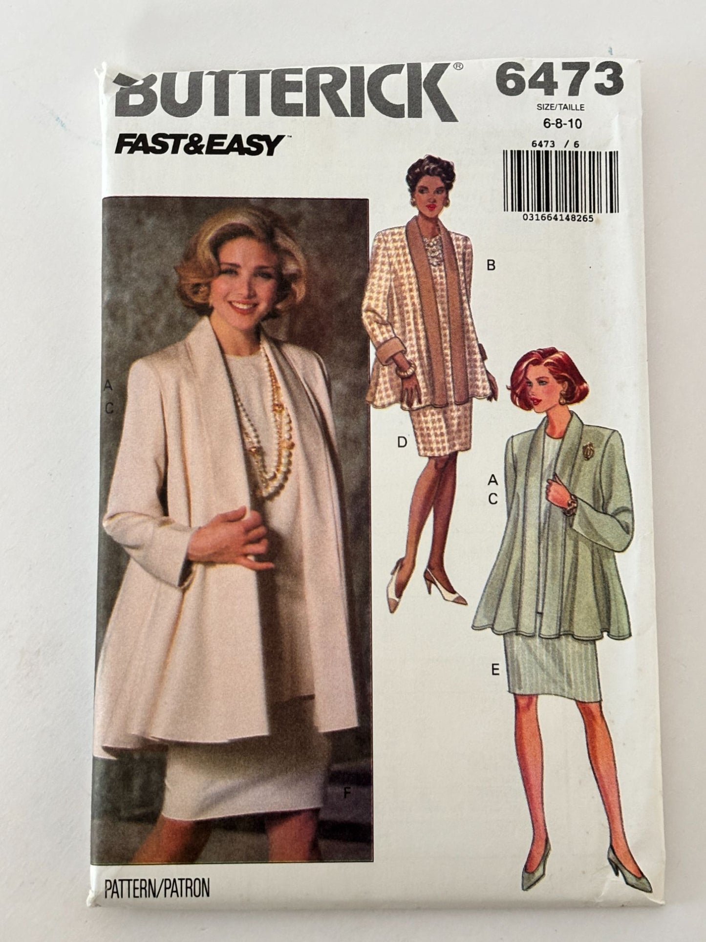 Butterick Sewing Pattern 6473 Quiet Luxury Jacket Dress 90s Soft Tailored Set 6-10 Uncut