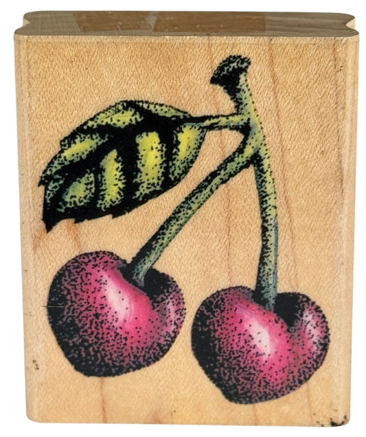 Rubber Stampede Rubber Stamp Cherry Fruit Cherries Food Recipe Card Making Wood