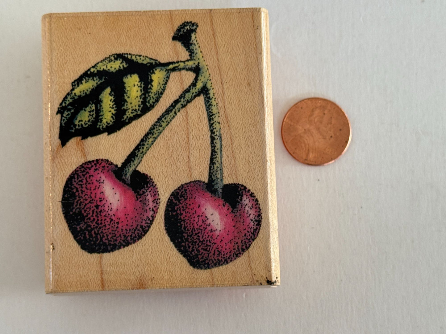 Rubber Stampede Rubber Stamp Cherry Fruit Cherries Food Recipe Card Making Wood