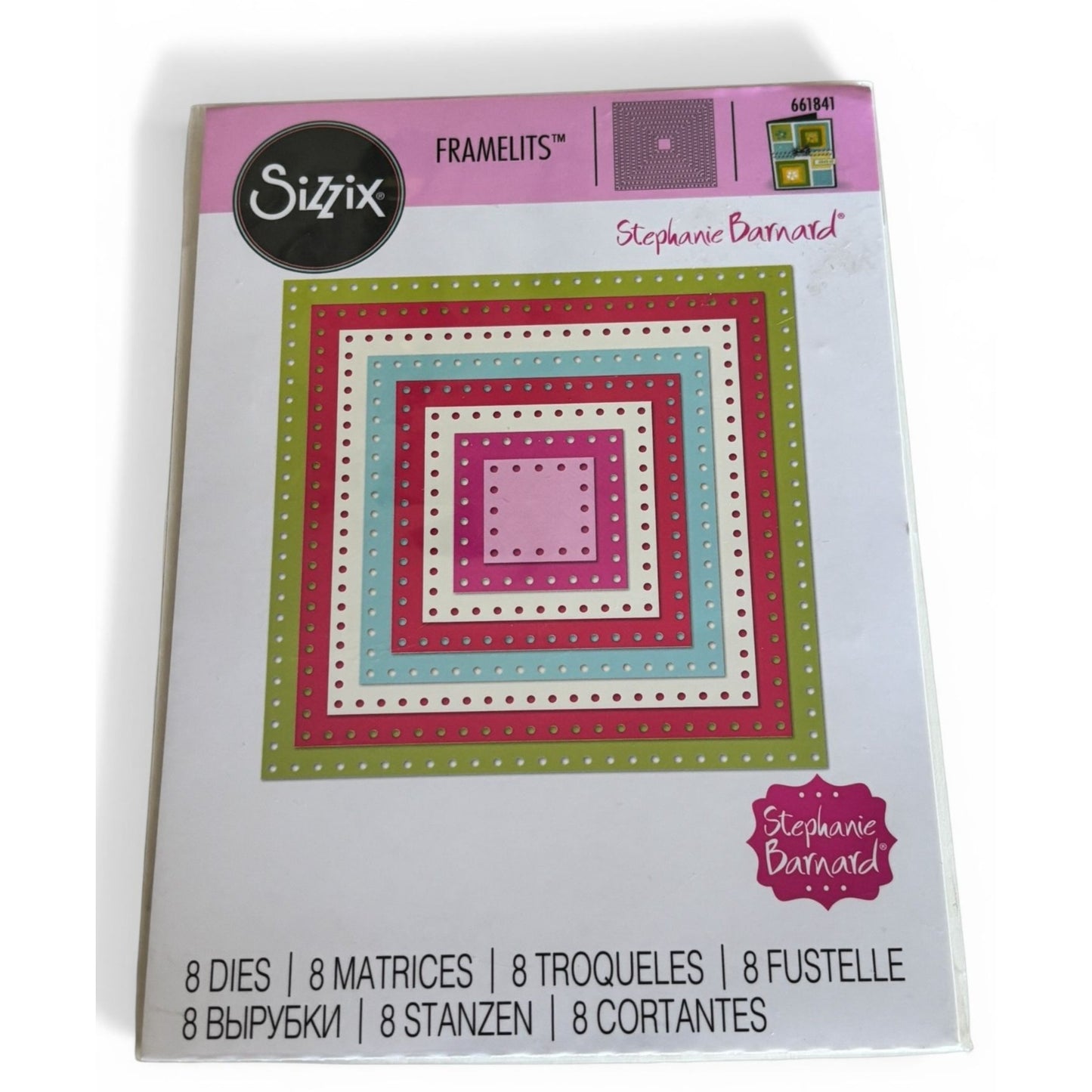 Sizzix Framelits Dies Dotted Squares Die Set Stitched Square Cardmaking Scrapbooking Frame