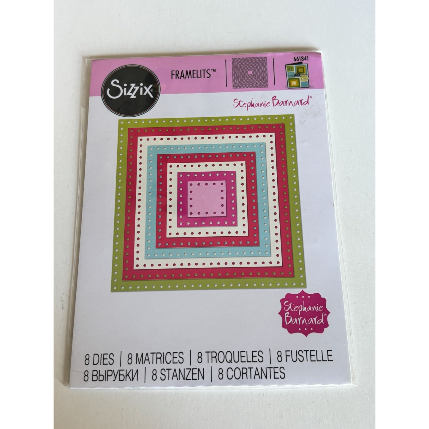 Sizzix Framelits Dies Dotted Squares Die Set Stitched Square Cardmaking Scrapbooking Frame