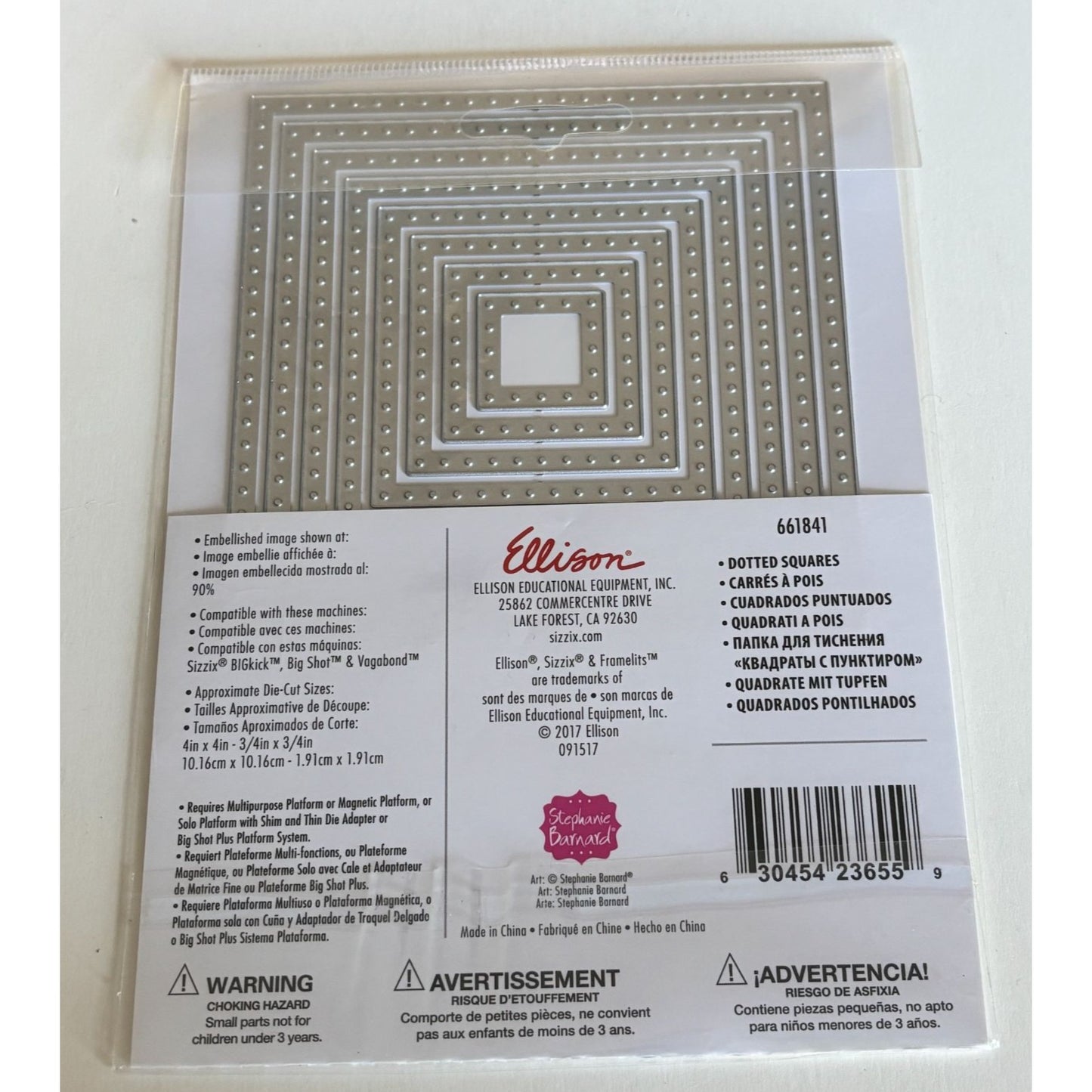 Sizzix Framelits Dies Dotted Squares Die Set Stitched Square Cardmaking Scrapbooking Frame