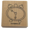 Stampin Up Wood Rubber Stamp Alarm Clock Heart Wake Up Time Birthday Card Making