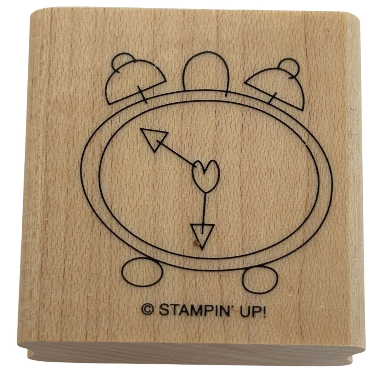 Stampin Up Wood Rubber Stamp Alarm Clock Heart Wake Up Time Birthday Card Making