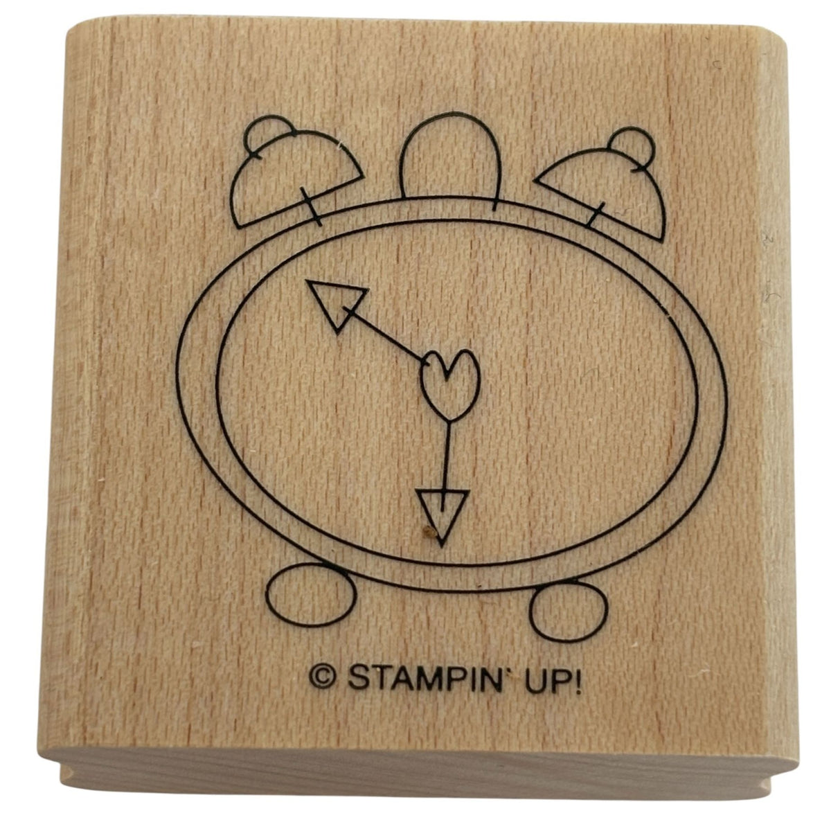Stampin Up Wood Rubber Stamp Alarm Clock Heart Wake Up Time Birthday Card Making