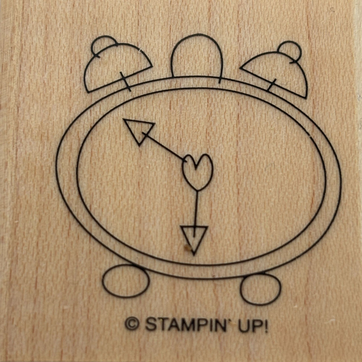 Stampin Up Wood Rubber Stamp Alarm Clock Heart Wake Up Time Birthday Card Making