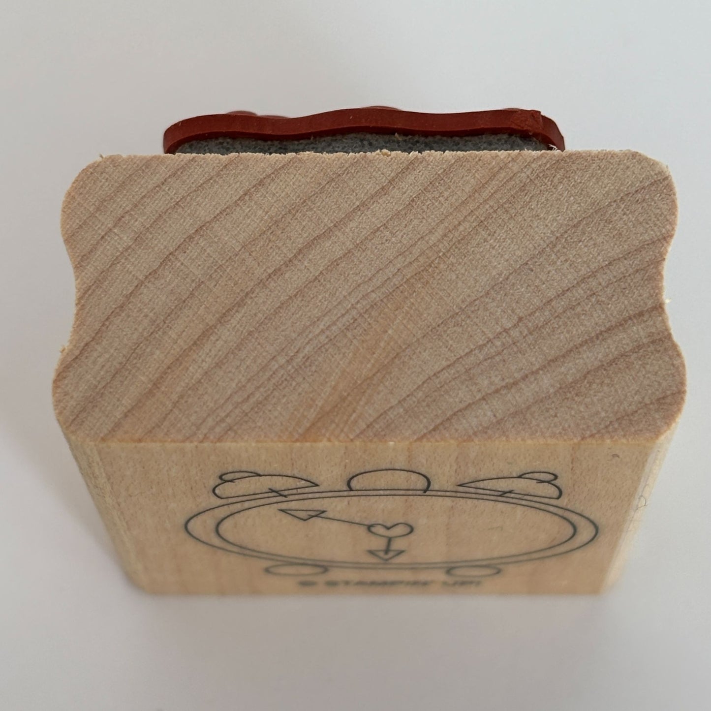 Stampin Up Wood Rubber Stamp Alarm Clock Heart Wake Up Time Birthday Card Making