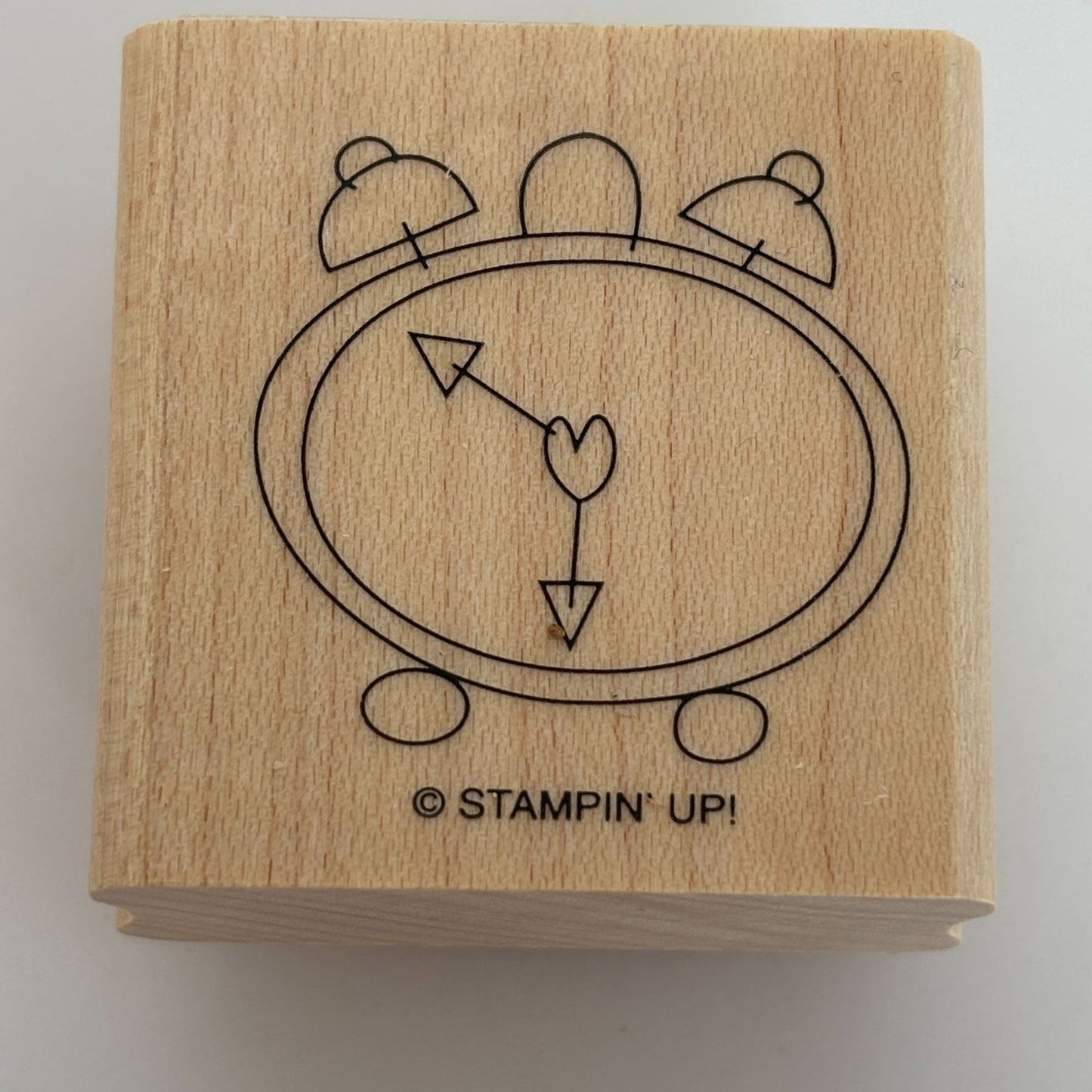 Stampin Up Wood Rubber Stamp Alarm Clock Heart Wake Up Time Birthday Card Making