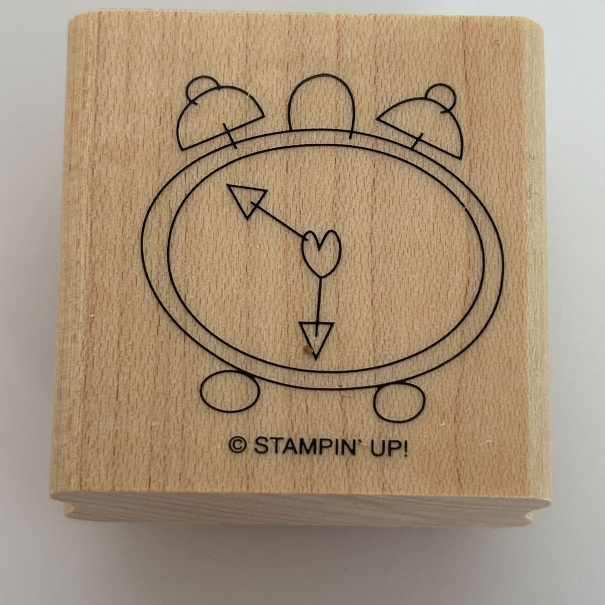 Stampin Up Wood Rubber Stamp Alarm Clock Heart Wake Up Time Birthday Card Making