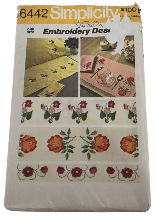 Simplicity Embroidery Design Transfer for Floral Embroidery