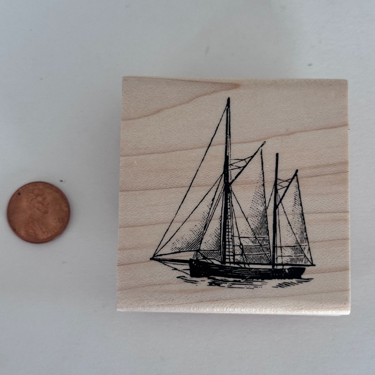 Stampabilities Rubber Stamp Sailboat Sailing Nautical Ship Ocean Coastal Cardmaking Scrapbooking Supply Wood Mounted