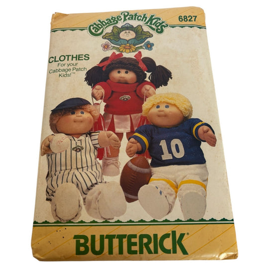 Butterick Sewing Pattern 6827 Cabbage Patch Kids Doll Clothes Sports Cheerleader