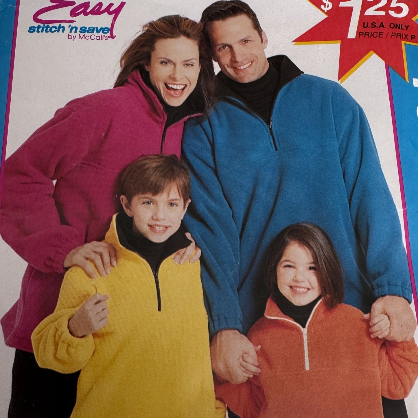 McCalls Sewing Pattern P379 Fleece Jacket Family Matching Kids Adults 1/4 Zip Uncut Fall Winter