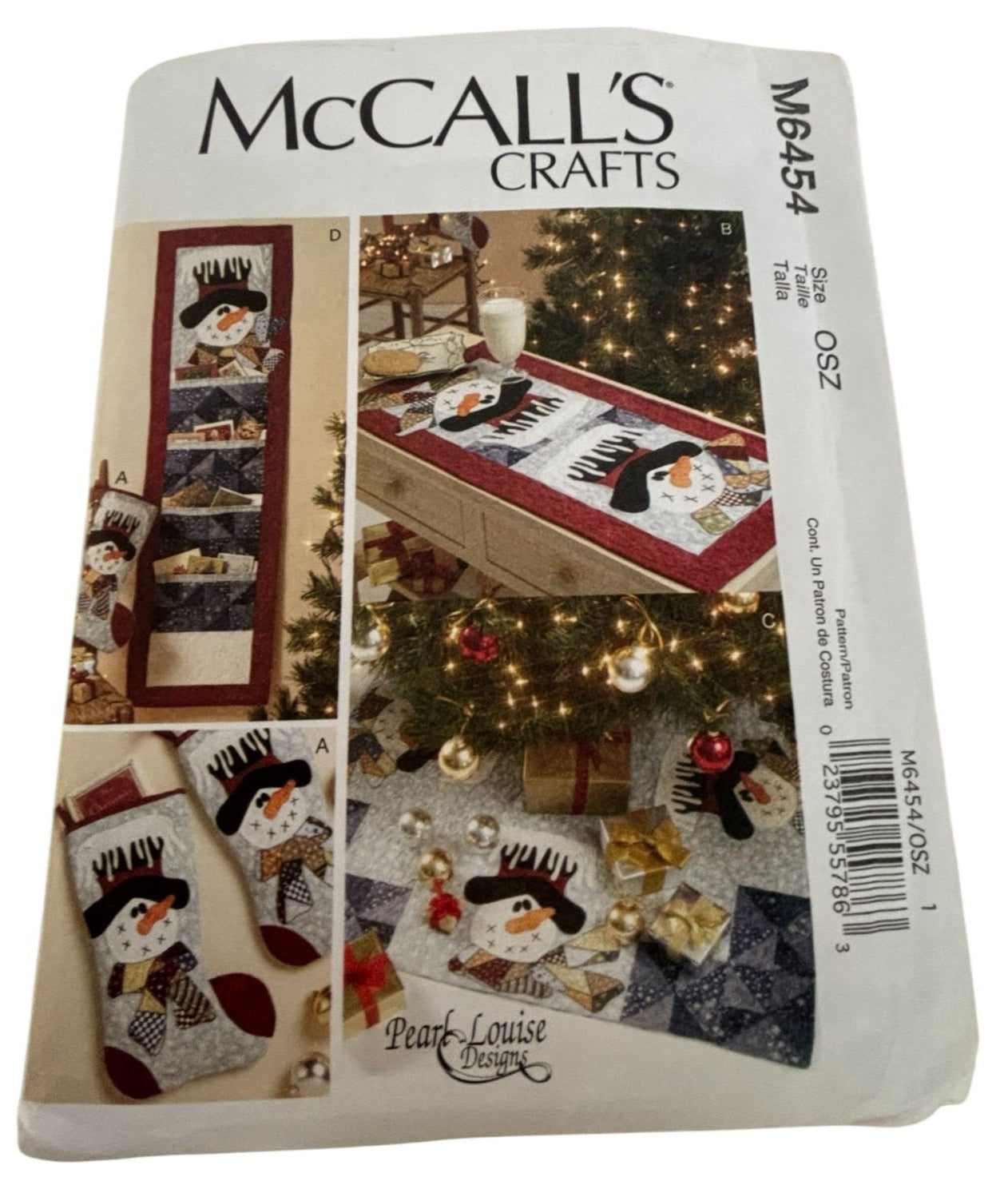 McCalls Crafts Sewing Pattern M6454 Snowman Stocking Table Runner Tree Skirt UC