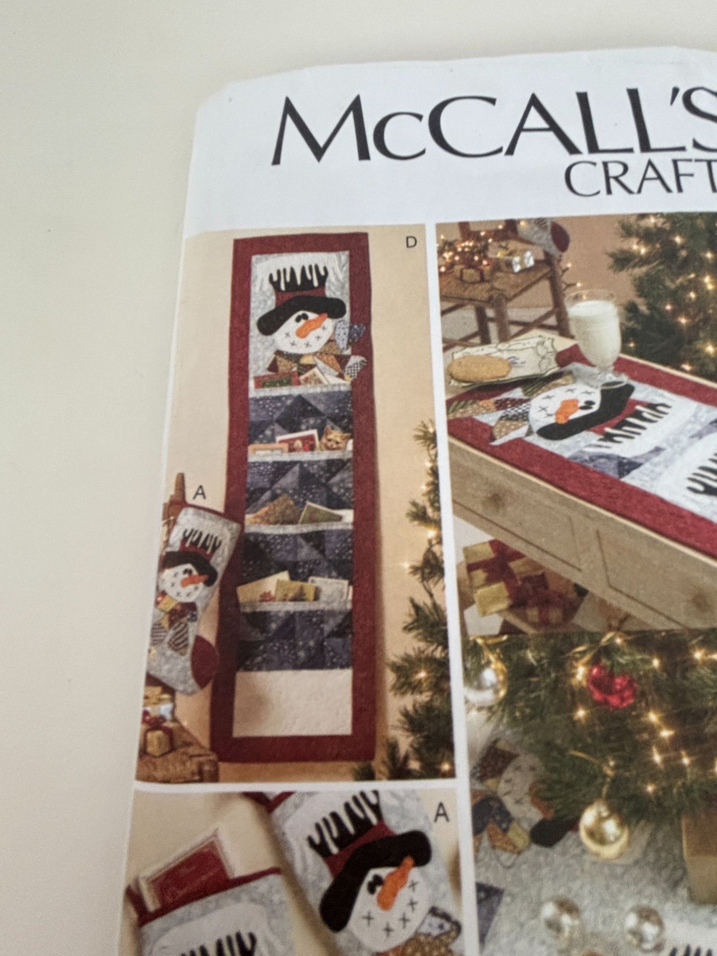 McCalls Crafts Sewing Pattern M6454 Snowman Stocking Table Runner Tree Skirt UC