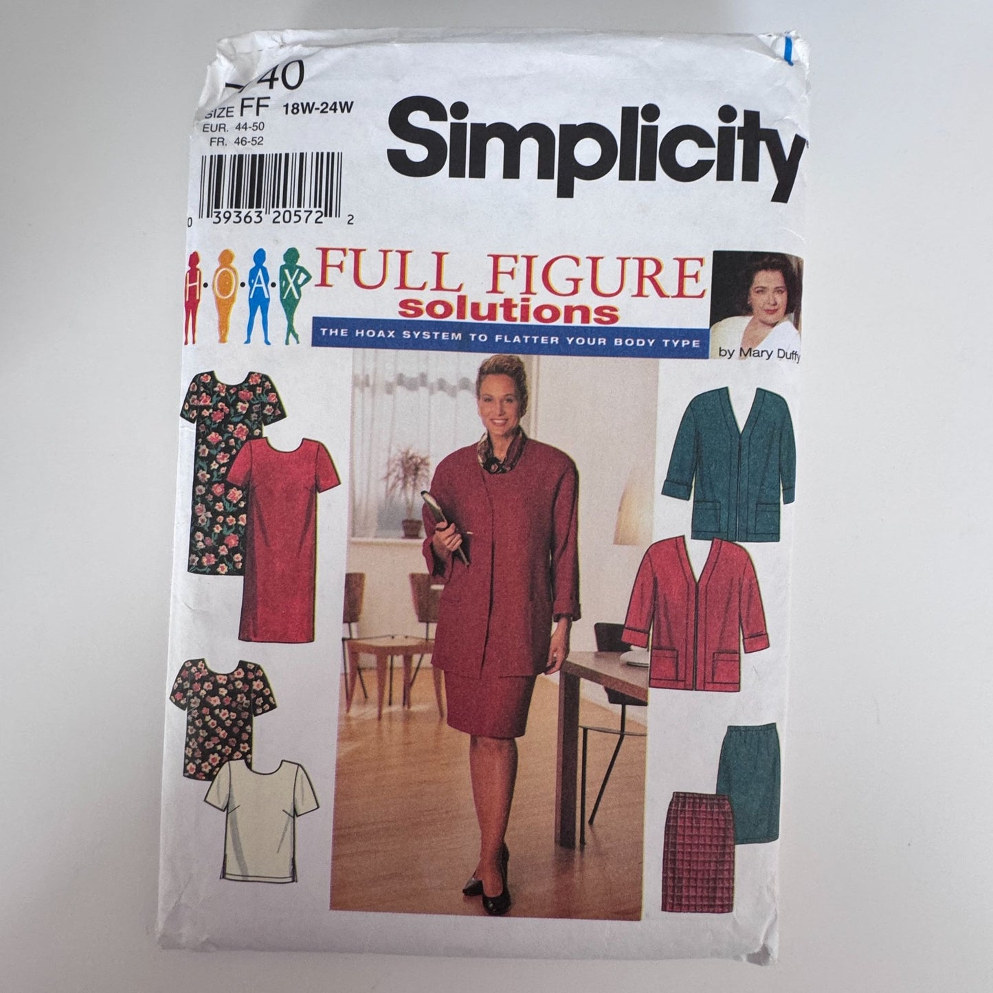 Simplicity Sewing Pattern 7740 90s Skirt Jacket Office Core 18W-24W Uncut Full Figure Solutions