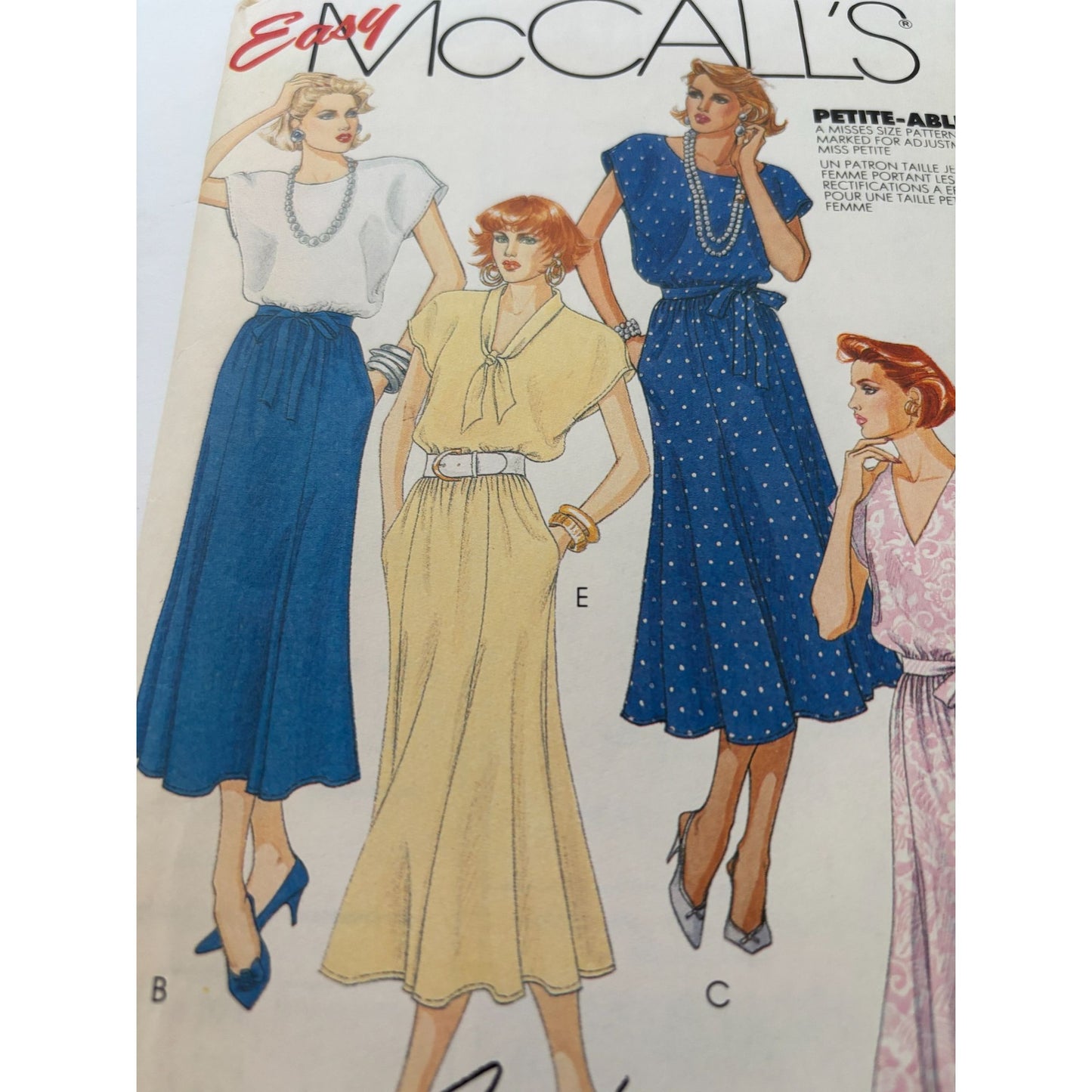 McCalls Sewing Pattern 2923 Dress Tie Belt 1980s Vintage Fashion Basics UC