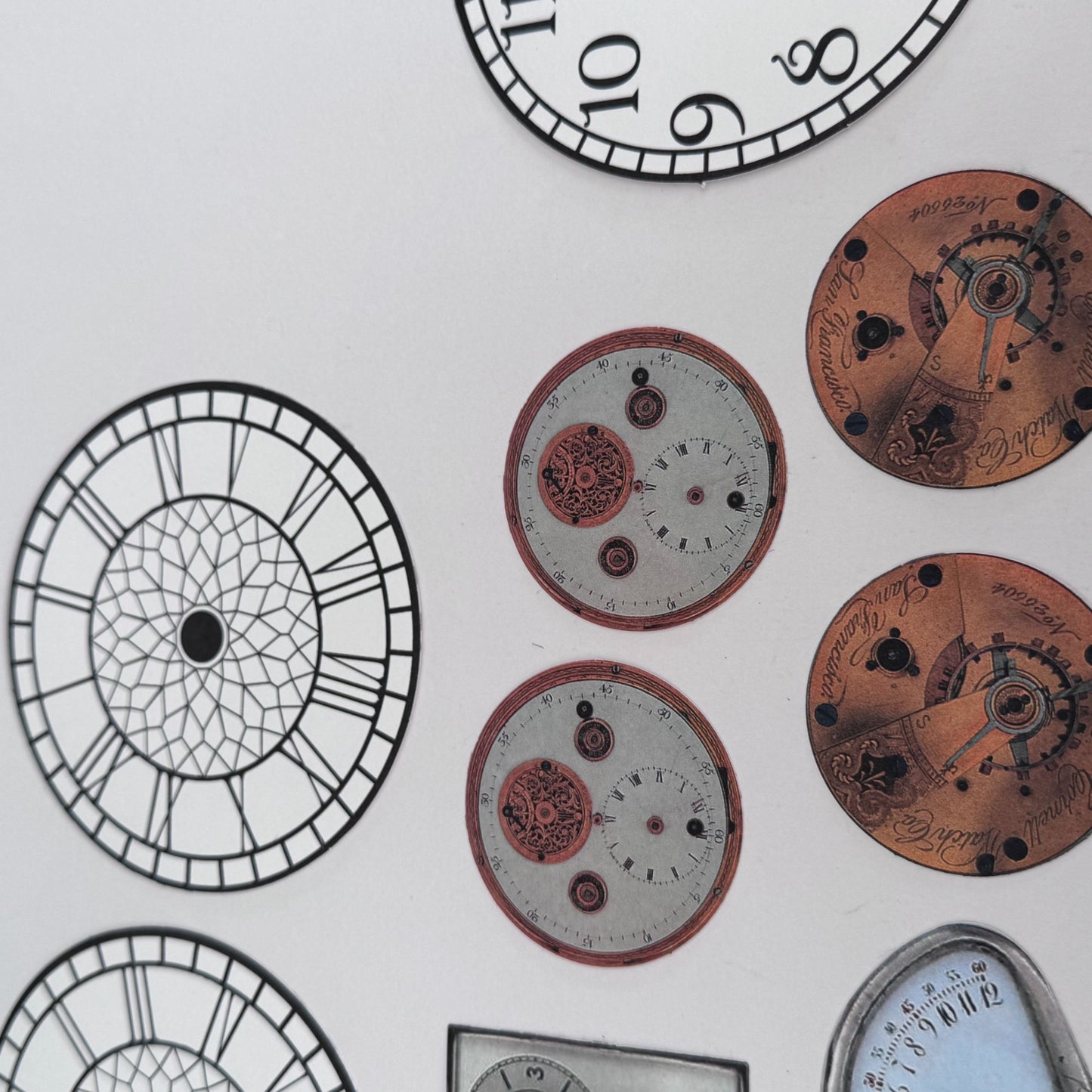 Paper Reflections Collage Elements Clock Faces Embellishments Steampunk Cardmaking Craft Time Ephemera Scrapbooking