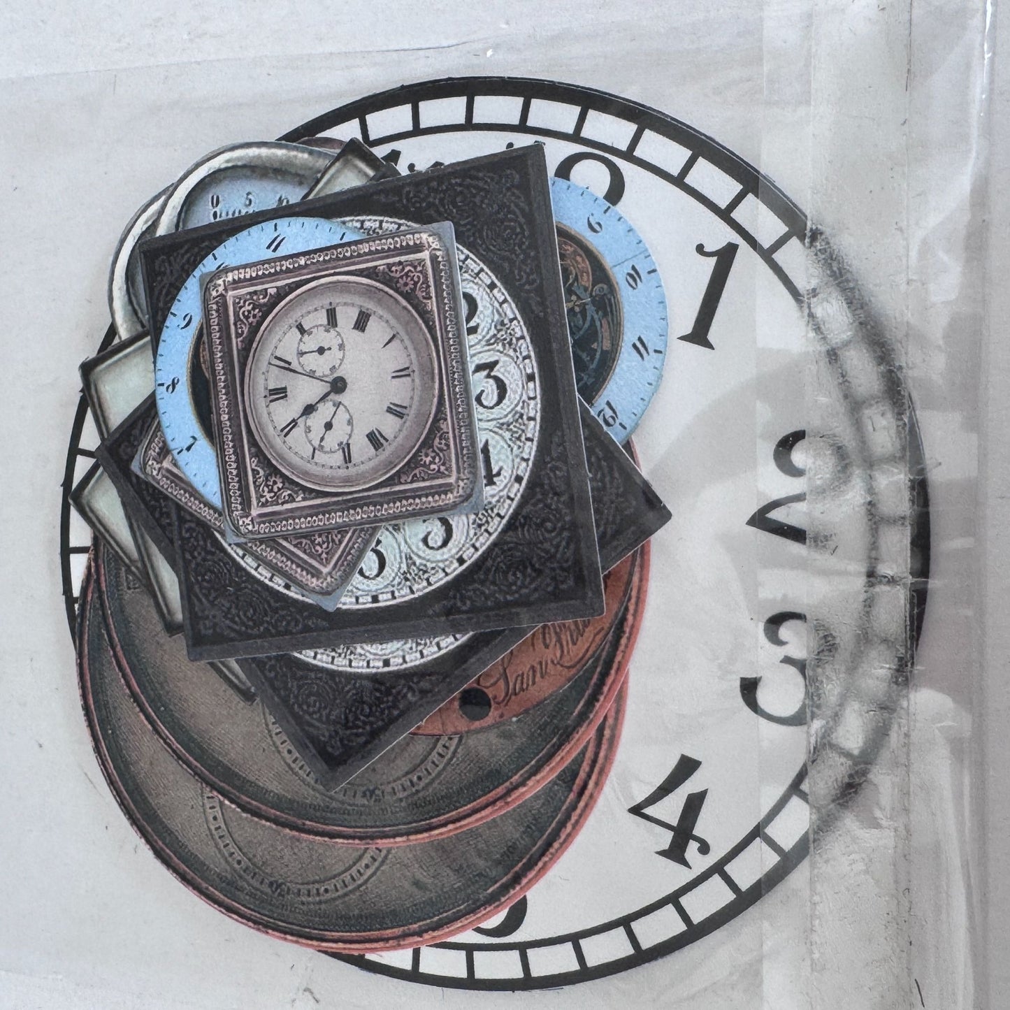 Paper Reflections Collage Elements Clock Faces Embellishments Steampunk Cardmaking Craft Time Ephemera Scrapbooking