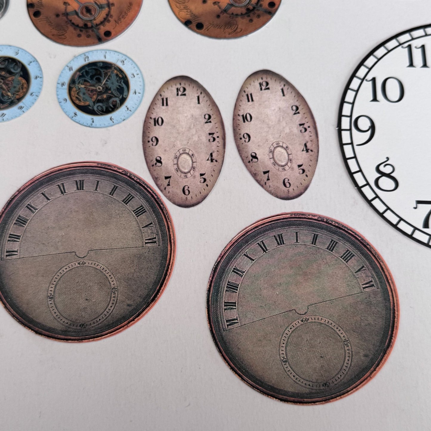 Paper Reflections Collage Elements Clock Faces Embellishments Steampunk Cardmaking Craft Time Ephemera Scrapbooking