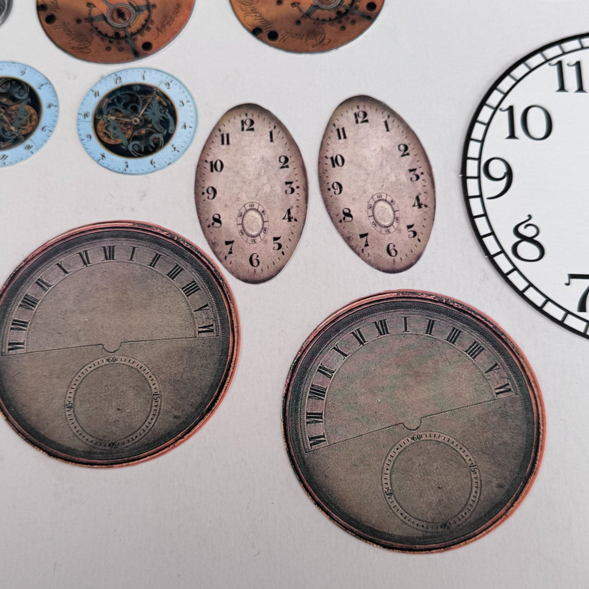 Paper Reflections Collage Elements Clock Faces Embellishments Steampunk Cardmaking Craft Time Ephemera Scrapbooking