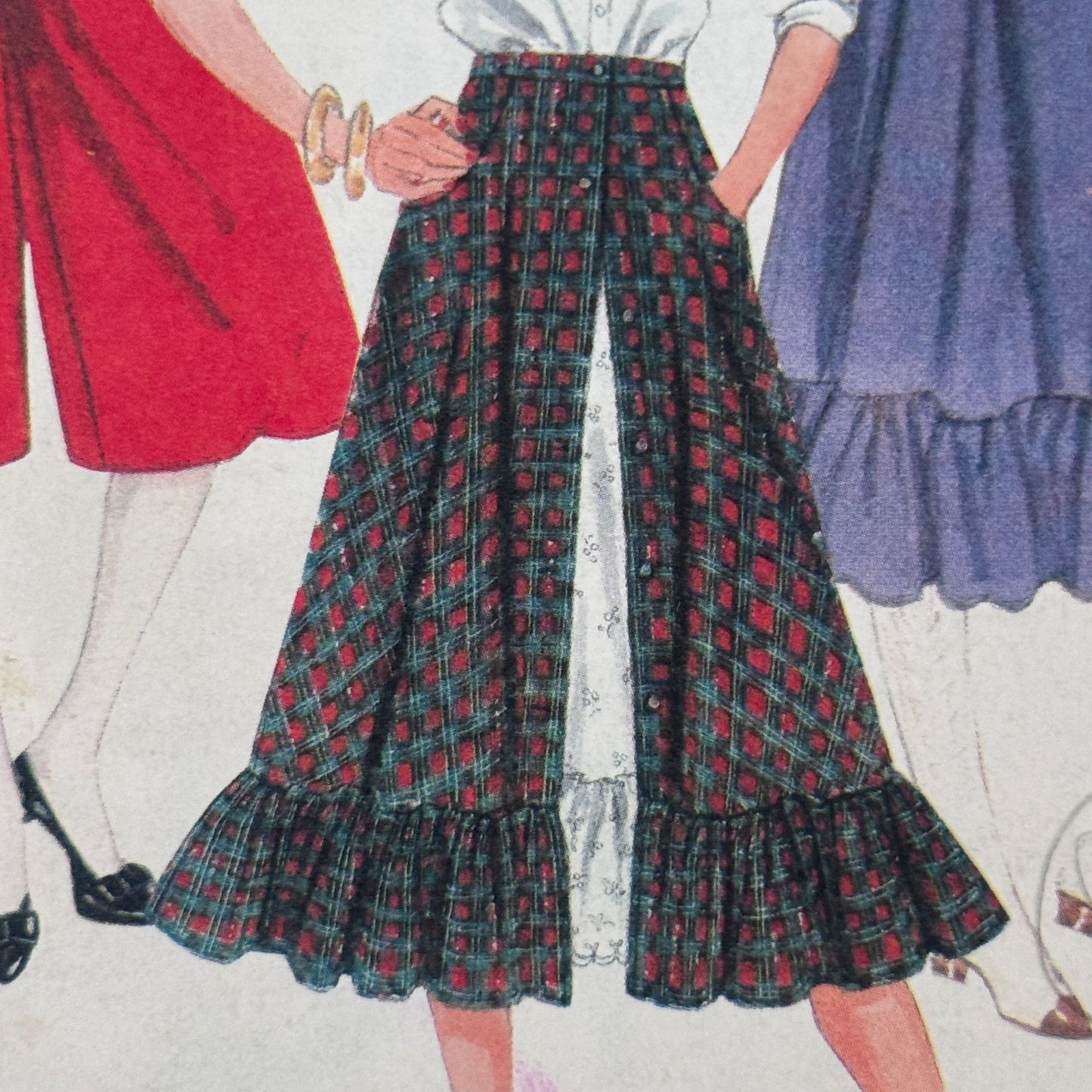 McCalls Sewing Pattern 8101 80s High Waist Prairie Skirt Culotte 14 Uncut Flared Skirts
