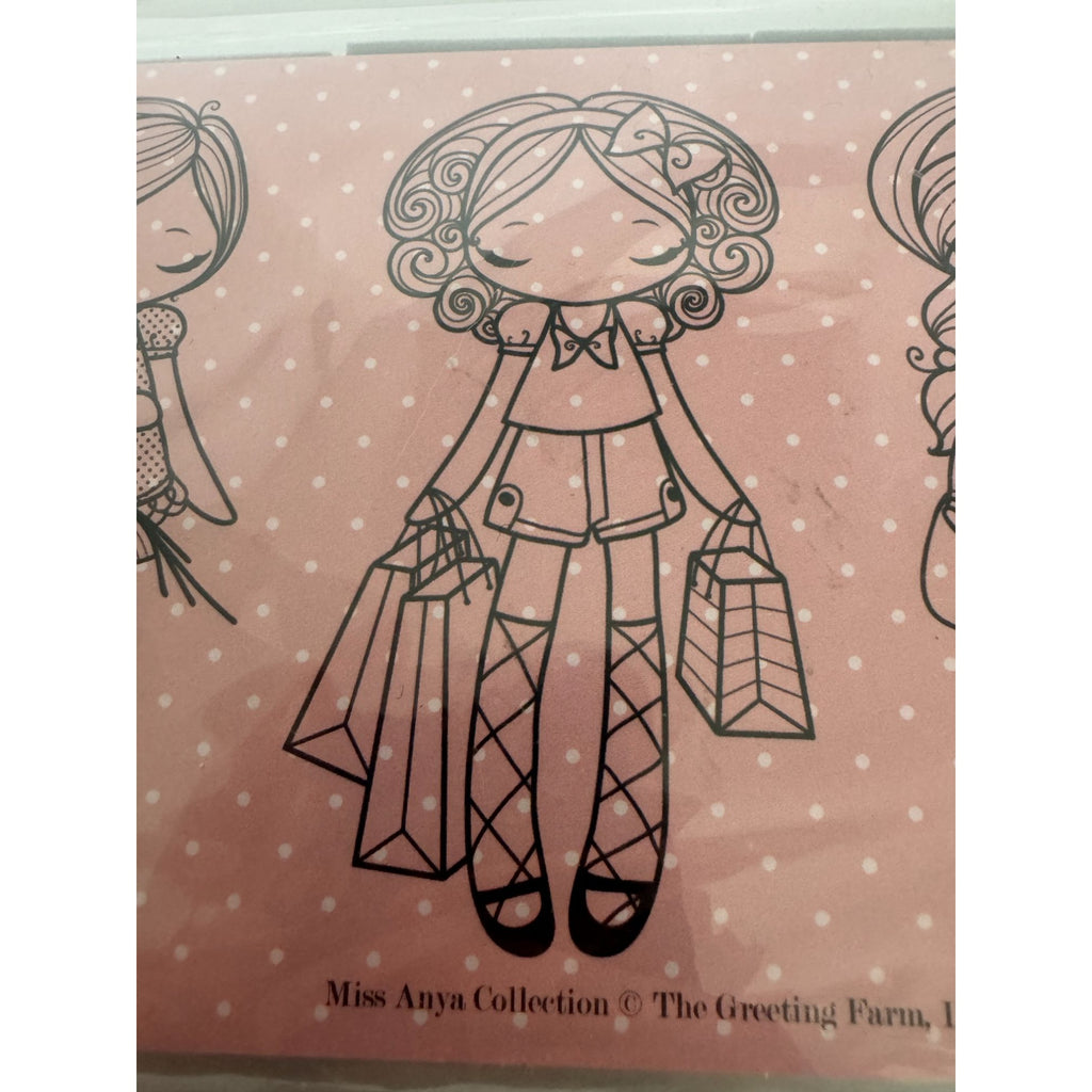 The Greeting Farm Rubber Stamp Set Miss Anya Collection Shopping bags Girl Purse