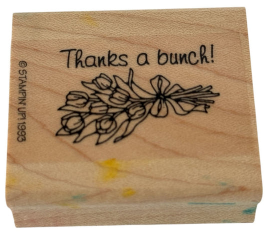Stampin Up Rubber Stamp Thanks A Bunch Flower Bouquet Pun Thank You Card Making