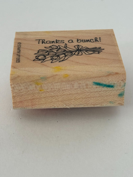 Stampin Up Rubber Stamp Thanks A Bunch Flower Bouquet Pun Thank You Card Making
