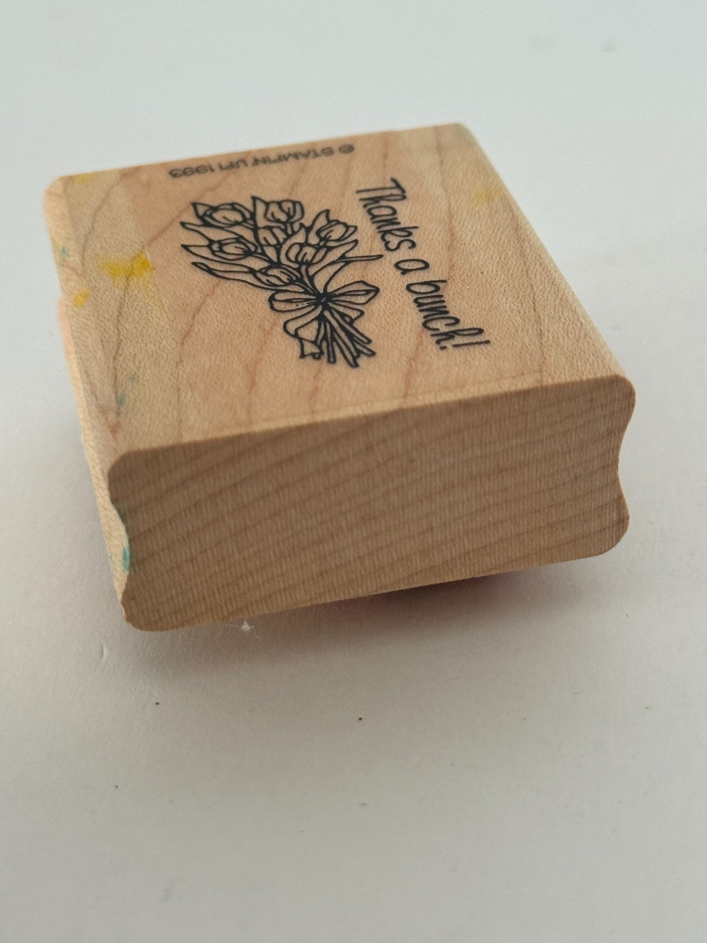 Stampin Up Rubber Stamp Thanks A Bunch Flower Bouquet Pun Thank You Card Making