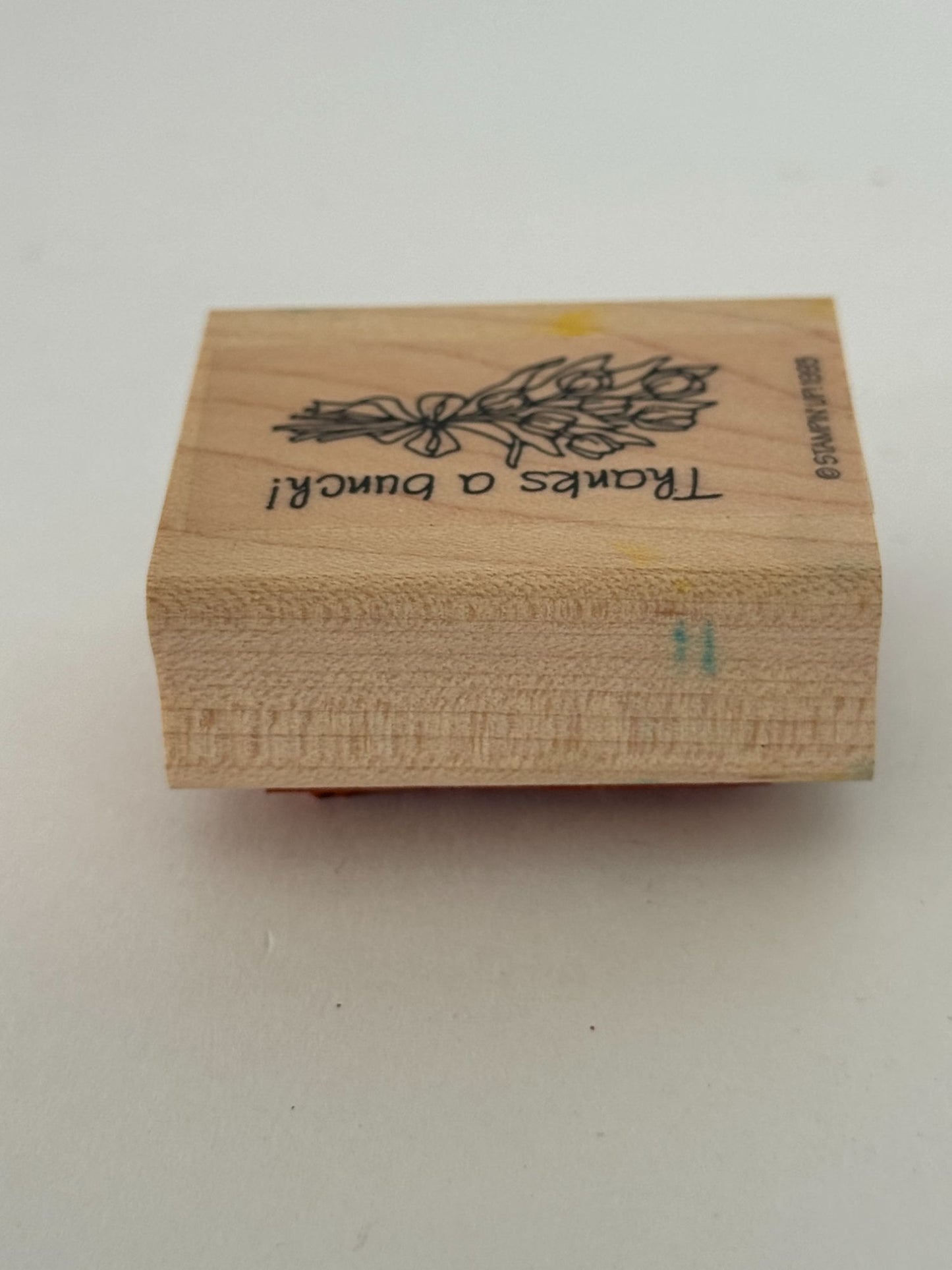 Stampin Up Rubber Stamp Thanks A Bunch Flower Bouquet Pun Thank You Card Making