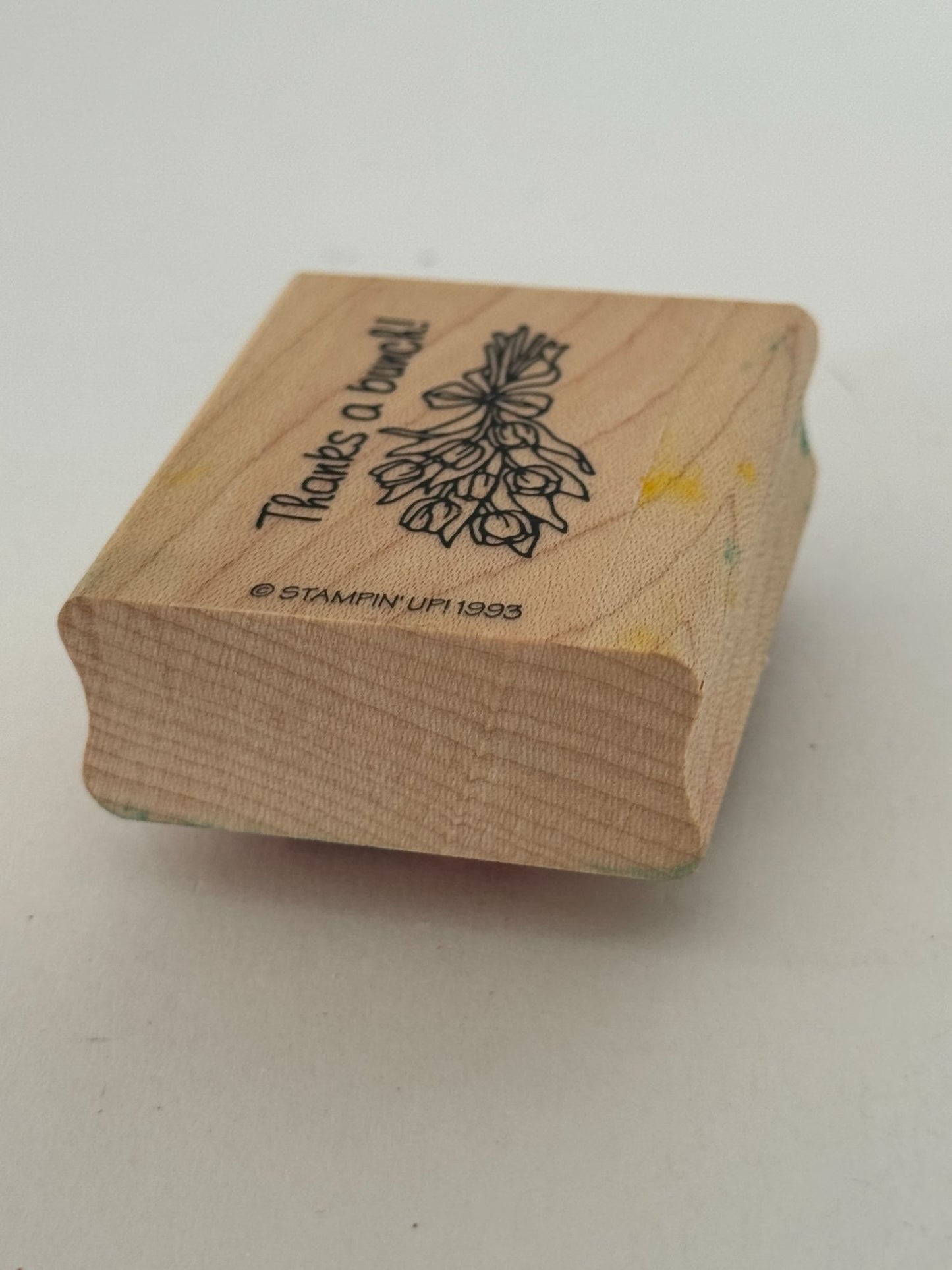 Stampin Up Rubber Stamp Thanks A Bunch Flower Bouquet Pun Thank You Card Making