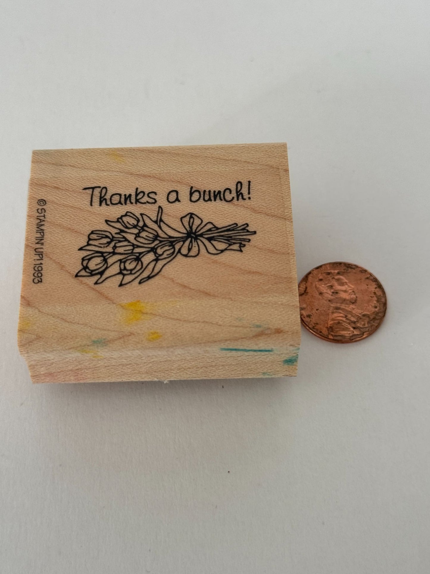 Stampin Up Rubber Stamp Thanks A Bunch Flower Bouquet Pun Thank You Card Making