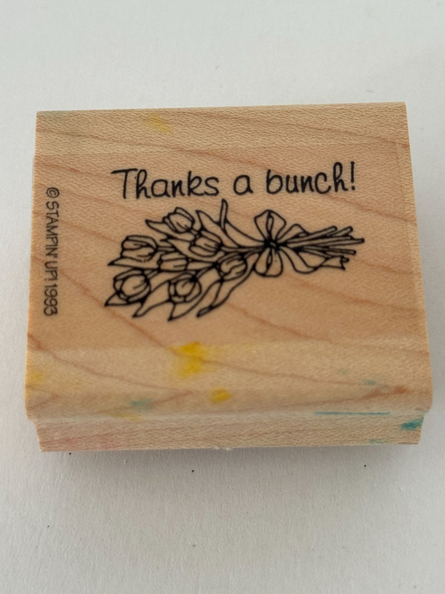 Stampin Up Rubber Stamp Thanks A Bunch Flower Bouquet Pun Thank You Card Making