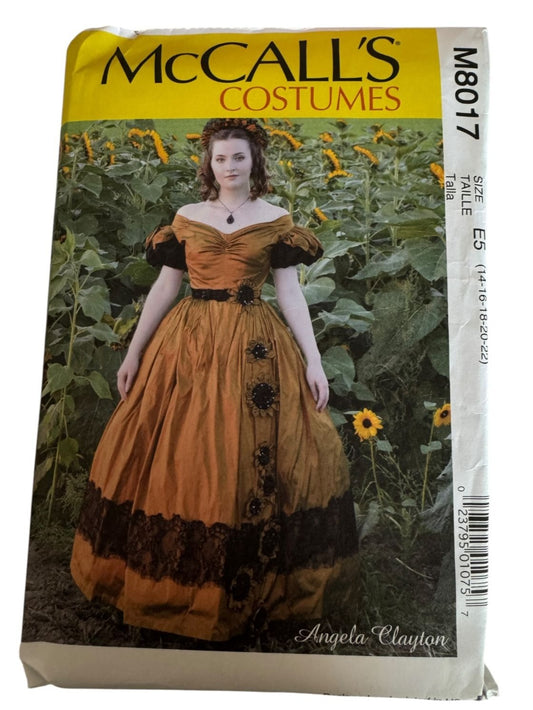 McCalls Costume Sewing Pattern M8017 Historical Dress Gown 14-22 Angela Clayton