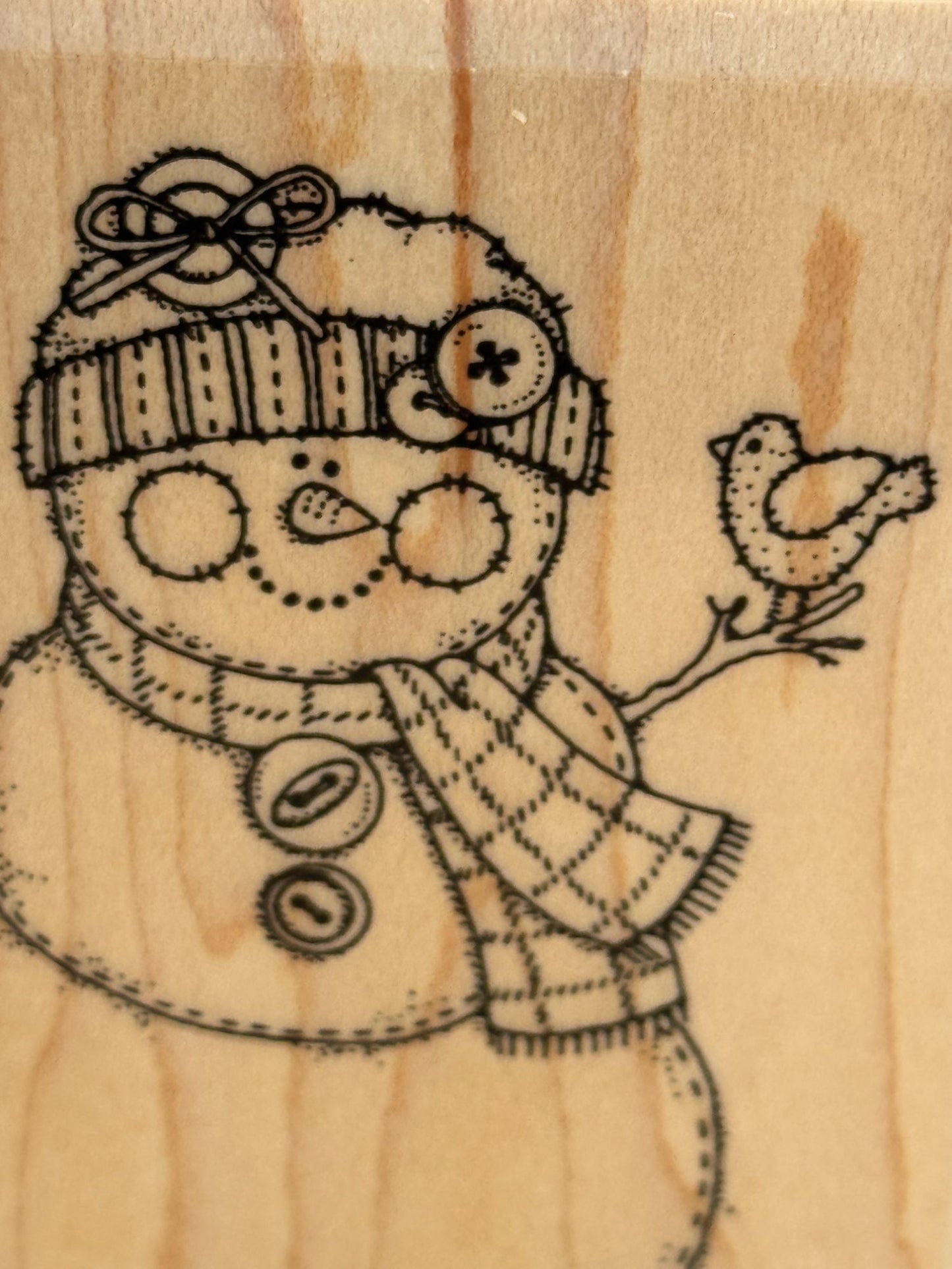 Stampin Up Rubber Stamp Snowman Buttons Country Bird Christmas Winter Holidays