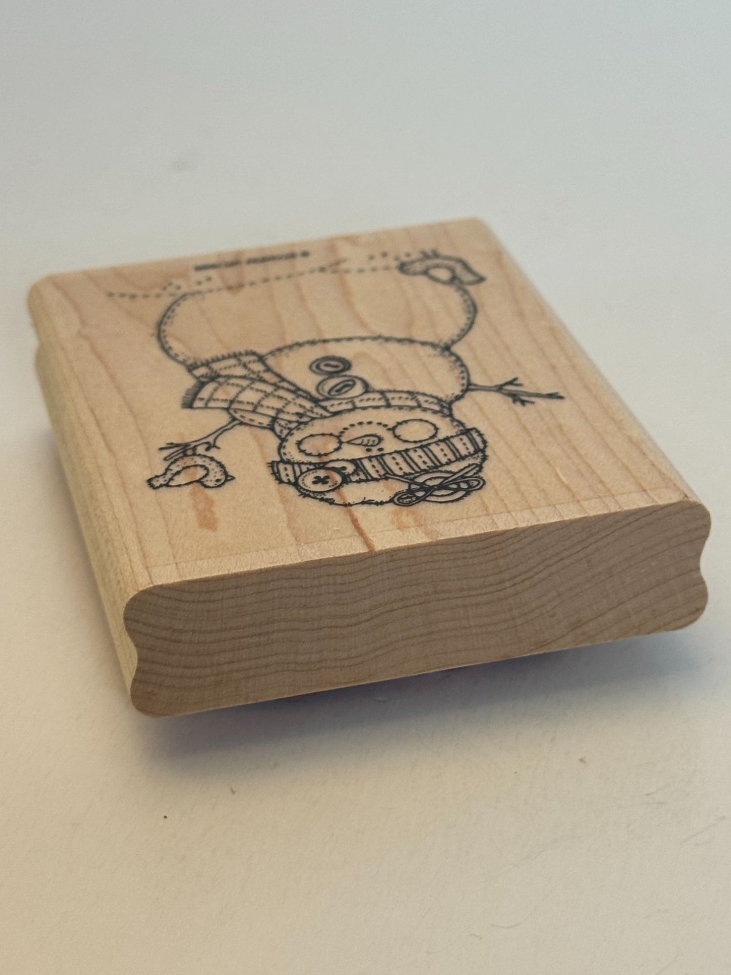 Stampin Up Rubber Stamp Snowman Buttons Country Bird Christmas Winter Holidays