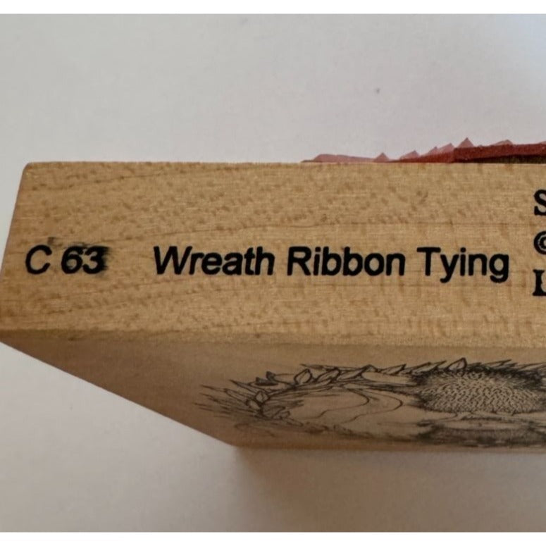 Stampa Rosa Rubber Stamp House Mouse Wreath Ribbon Tying Christmas Card Making