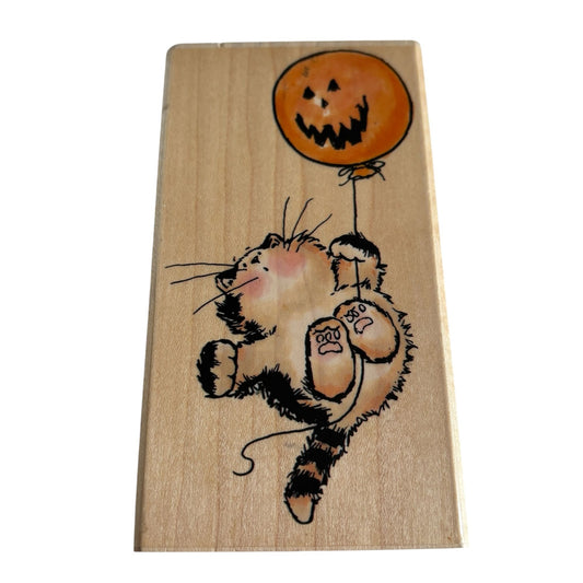 Penny Black Rubber Stamp Spooktacular Party Halloween Cat Pumpkin Balloon 1525K