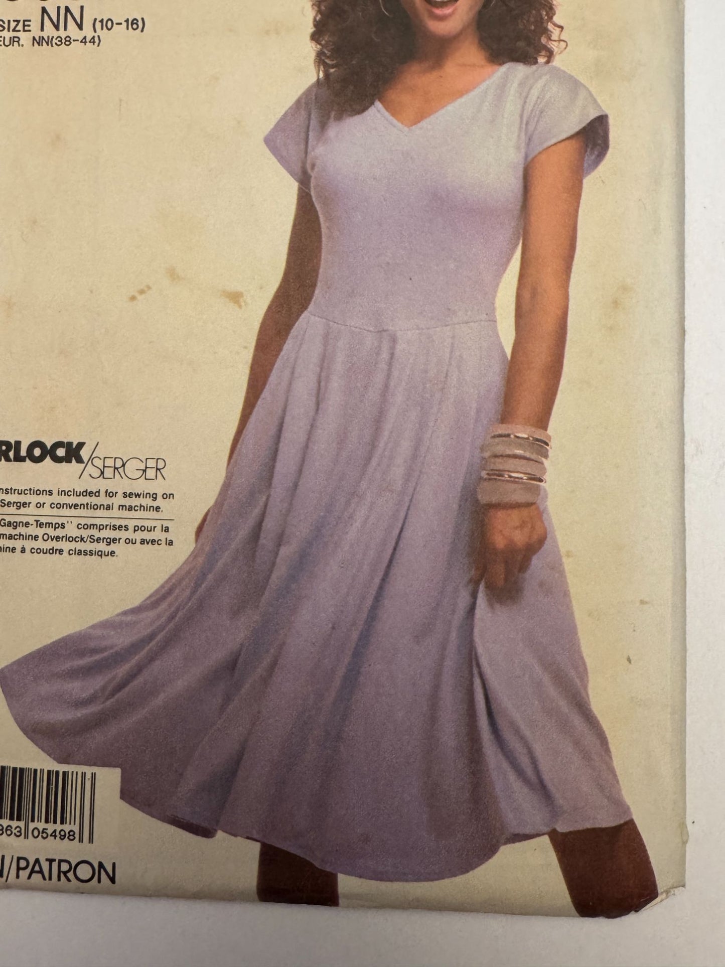 Simplicity Sewing Pattern 8637 Dress Cap Sleeves Full Skirt 10-16 Easy 1980s UC