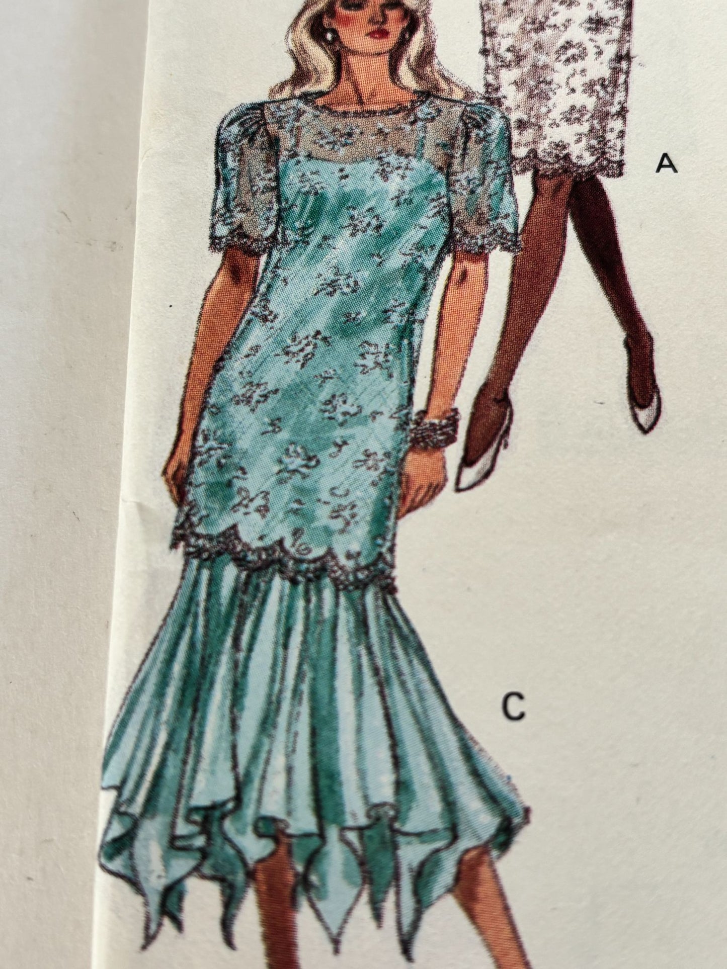 Butterick Sewing Pattern 6697 80s Dress Tunic Vintage Lace Flounce 6 8 10 Uncut