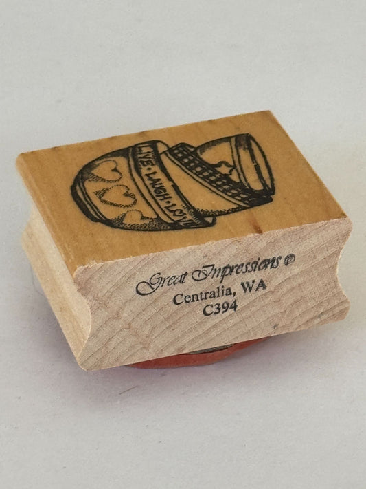 Great Impressions Rubber Stamp Stacked Bowls Live Laugh Love Baking Cooking Wood
