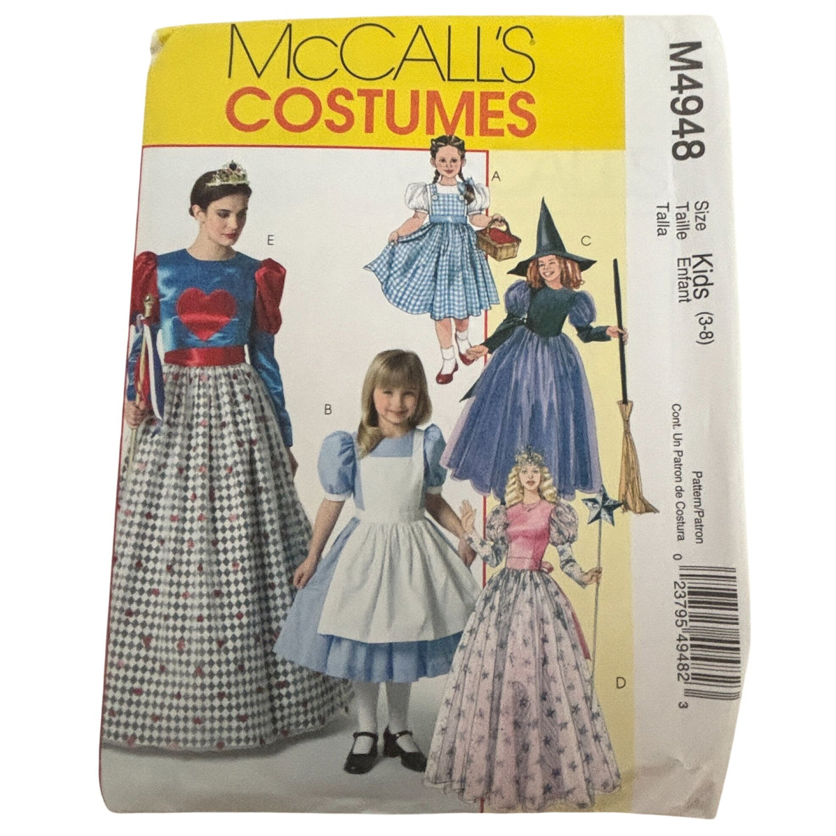 McCalls Sewing Pattern M4948 Wizard of Oz Alice Wonderland Witch Princess Halloween Costume Y2K Uncut Girls 3-8